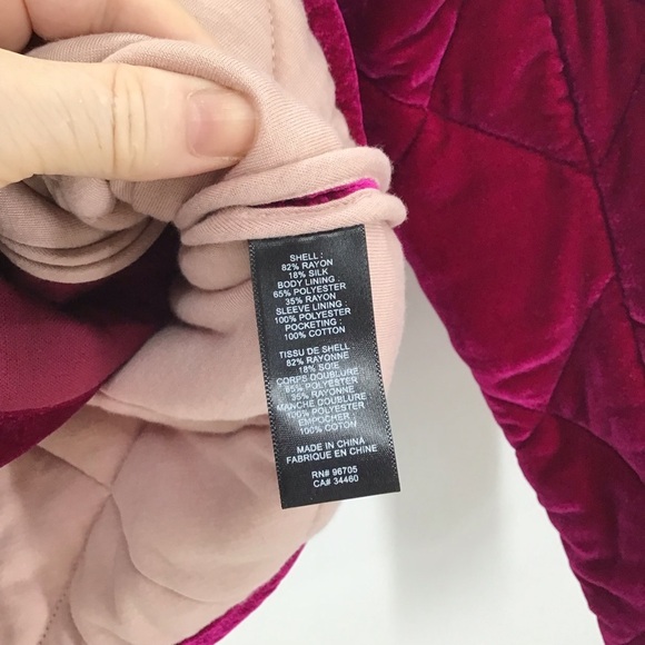 Rebecca Taylor Quilted Velvet Snap-Front Coat Jacket Cranberry Casual Size S - Picture 11 of 12